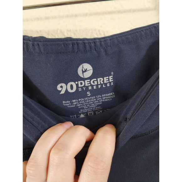 90 Degree By Reflex Womens S Blue Mesh Accent Mid Rise Activewear Leggings - Picture 6 of 6